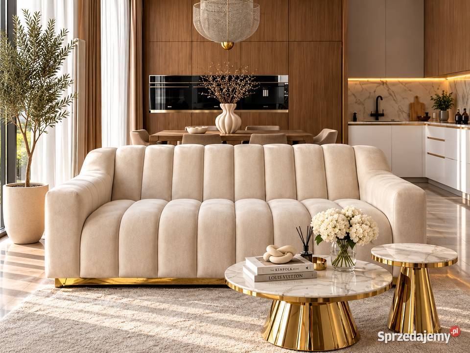 Ekskluzywna Sofa LONDON Beżowa Glamour 3 os