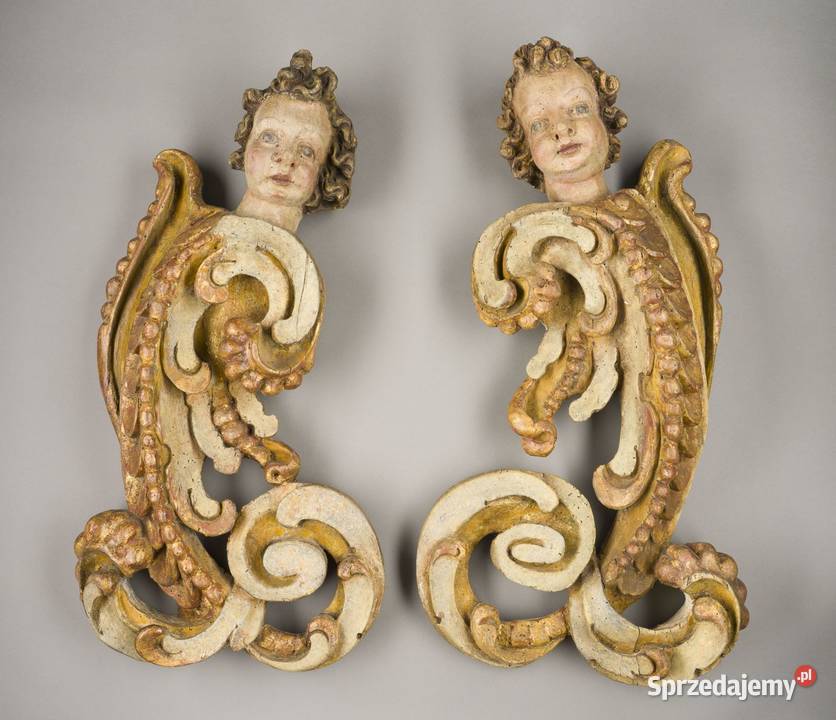 Para aniołów putta z mackami Włochy ok 1700 r wielkopolskie Poznań