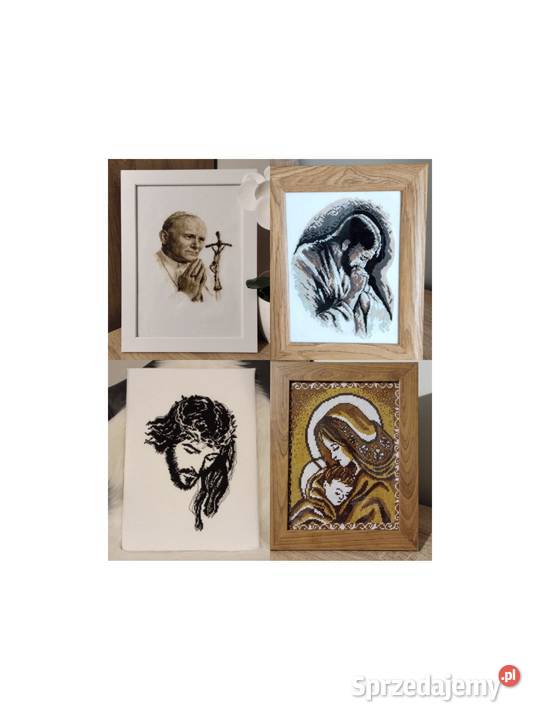 Obrazy religijne haft krzyżykowy Jezus Maryja