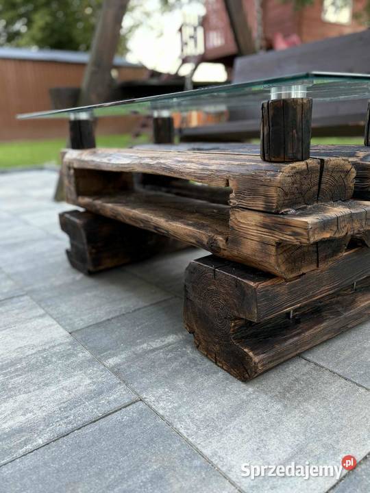 Ława stolik z starych belek szklana Stoliki kawowe i ławy Jedlicze