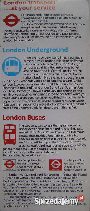 LONDON Mapa transportu 1983 Limanowa