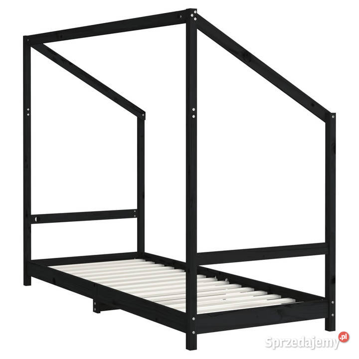 Rama łóżka czarna 80x200 lite drewno sosnowe