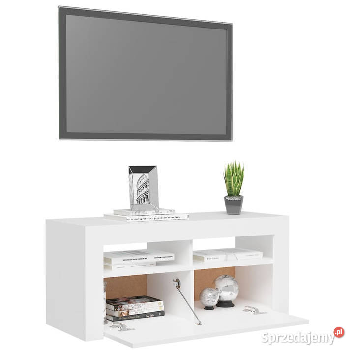 Szafka pod TV z oświetleniem LED biała 90x35x40 mazowieckie Warszawa