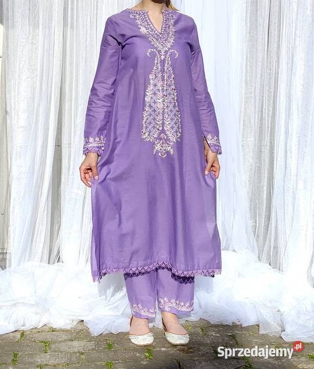 Fioletowy komplet orientalny M 38 tunika spodnie Szczecin