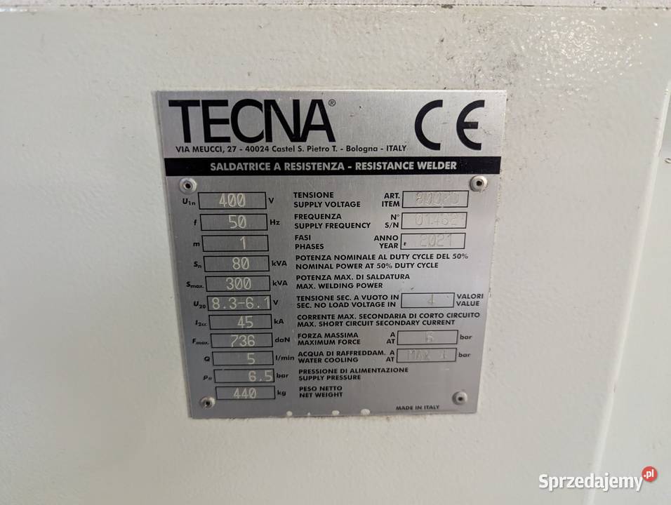 Zgrzewarka punktowa Tecna 8007D 80kVA Szubin-Wieś