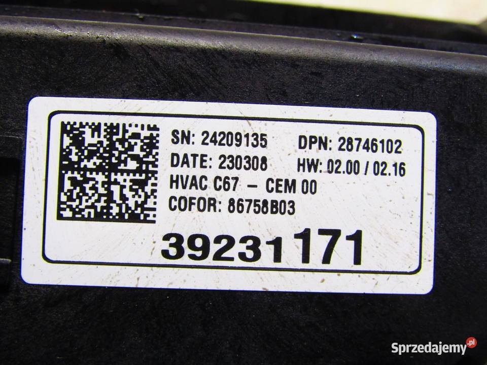PANEL KLIMATYZACJI NAWIEWU OPEL CORSA F 39231171