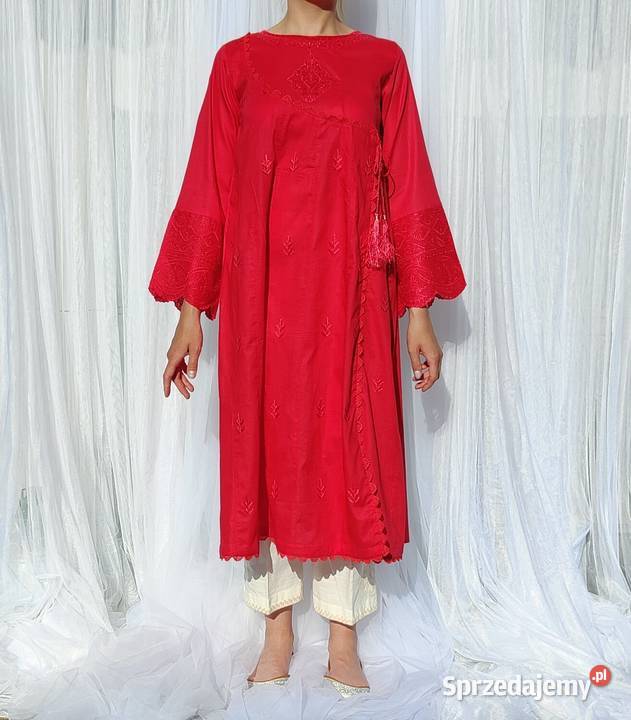 Długa tunika indyjska S 36 różowa bawełna boho zachodniopomorskie Szczecin