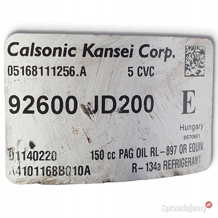 SPRĘŻARKA KLIMATYZACJI Nissan Qashqai 20 16V