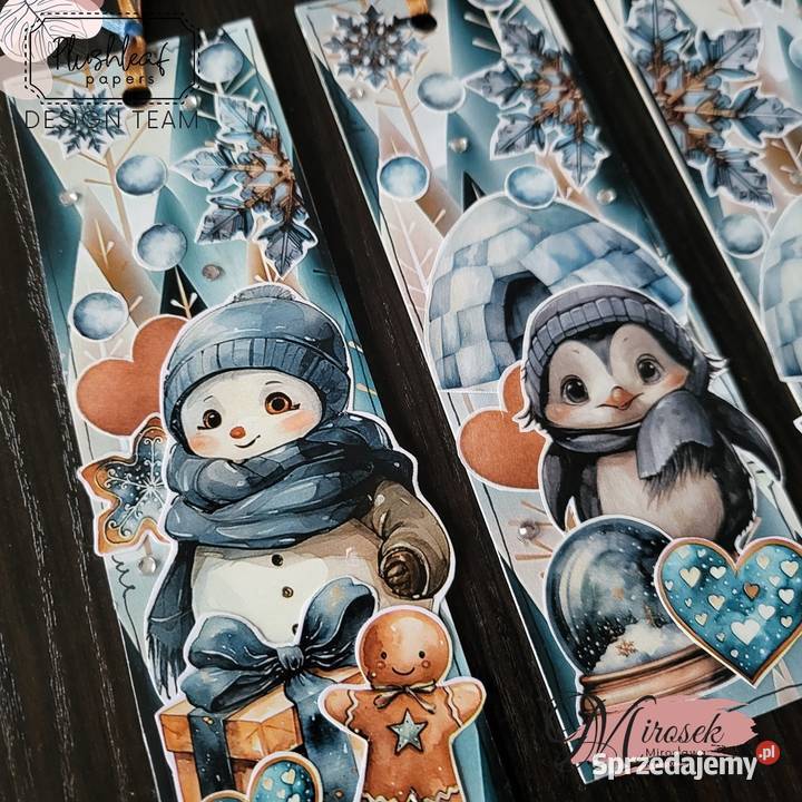 Zakładka do książki zima pingwin bałwan ręcznie Łódź sprzedam