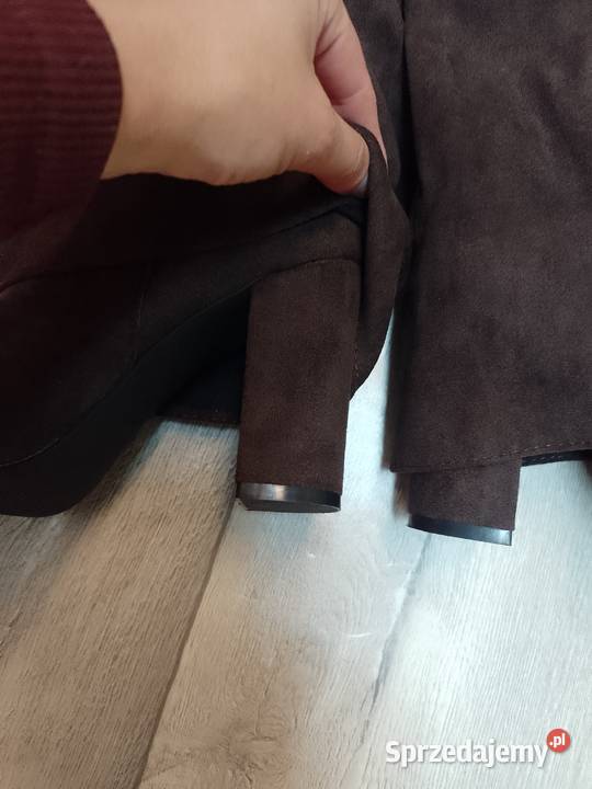4041 Ekskluzywne brązowe Kozaki wieczorowe Nowe Kozaki Moda i Styl Kraków