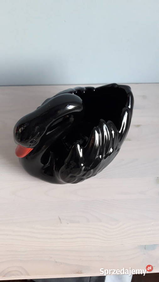 Czarny łabędź ceramiczny Austria Gmundner Głuchołazy