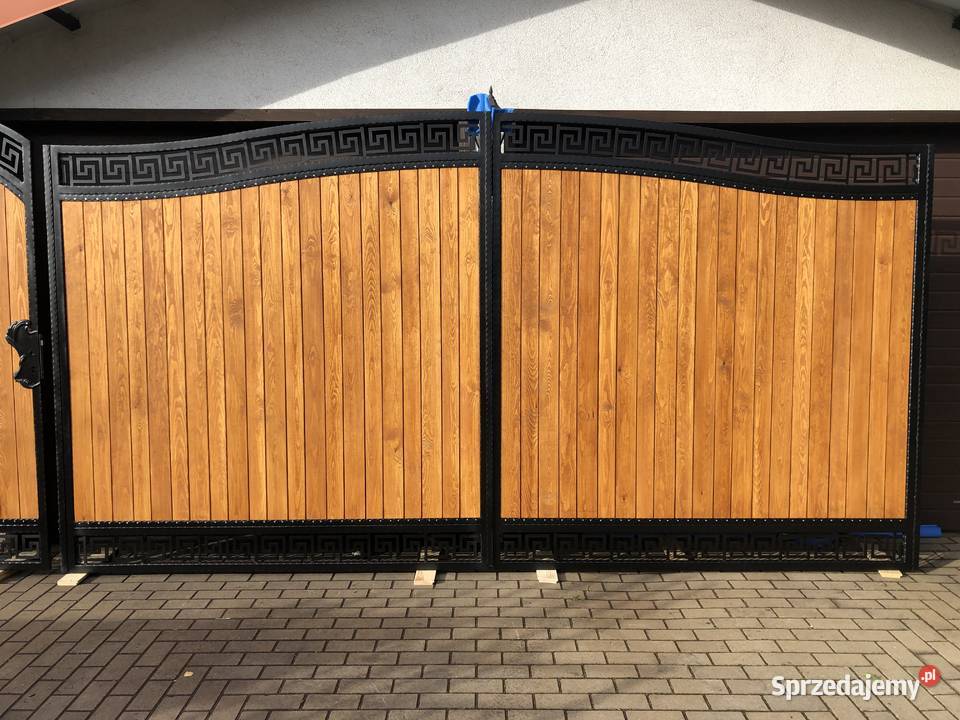 Brama wjazdowa przesuwna drewno metal kuta metal zachodniopomorskie