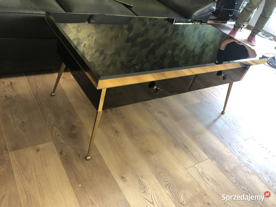 Stolik kawowy złoty czarny glamour