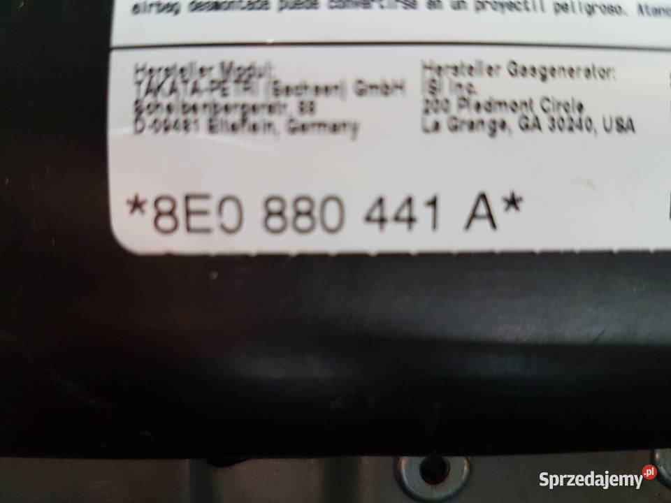 AUDI A4 B7 PODUSZKA POWIETRZNA FOTELA KANAPY Turek