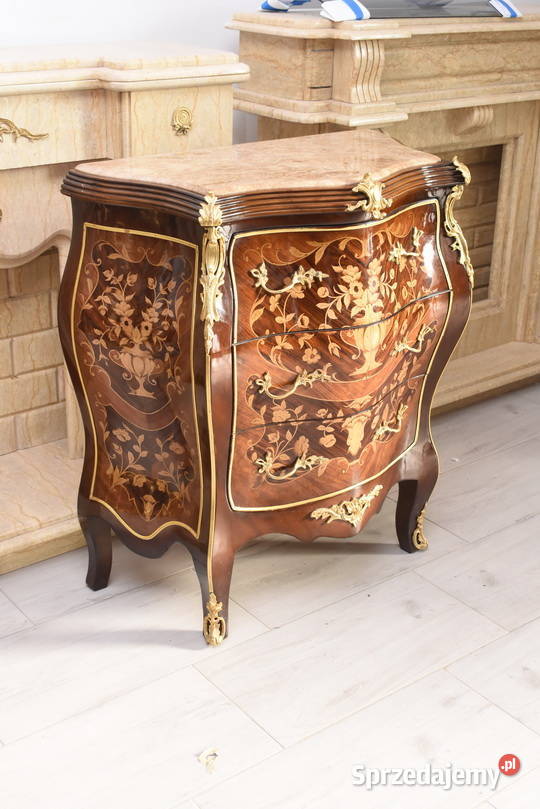 Komoda W stylu Francuskim z intarsją Marmurowy