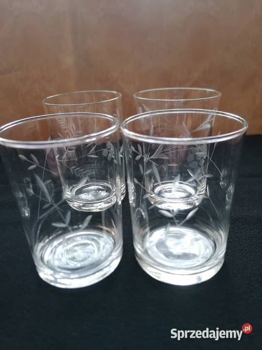 Dwie szlifowane szklanki PRL Łódź