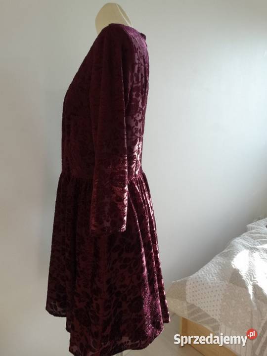 Sukienka Wieczorowa Imprezowa na Wesele Bordowa 3/4 podlaskie Łomża