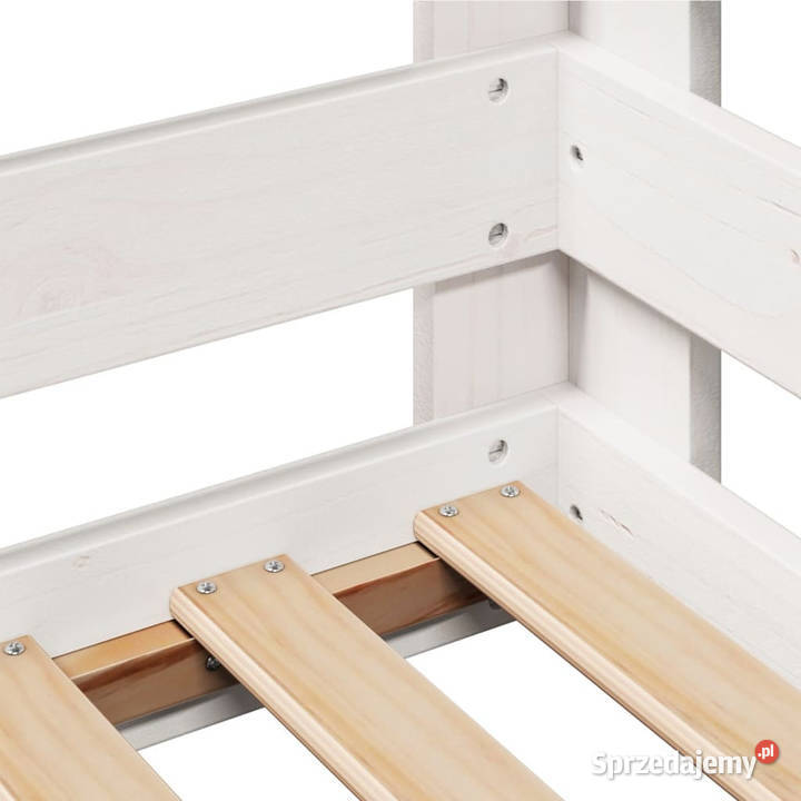 Łóżko bez materaca białe lite drewno sosnowe 77cm Łóżka
