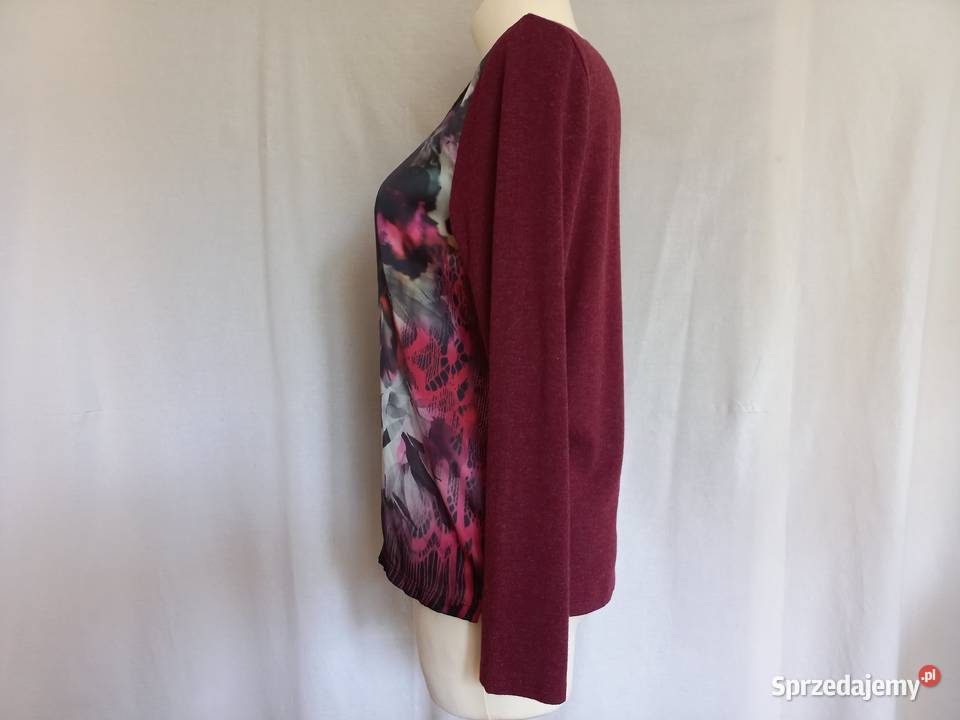 Bluzka bordo Jesień r L koronka skaj NOWA Białystok