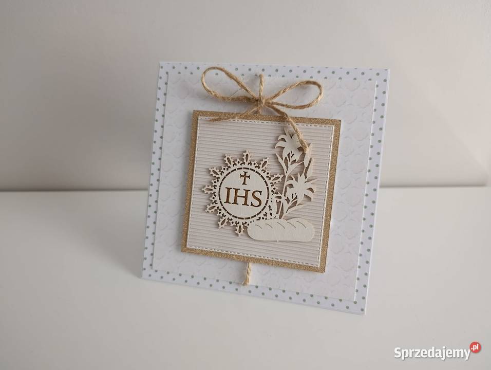 Kartka ręcznie robiona Komunia Święta handmade Łódź