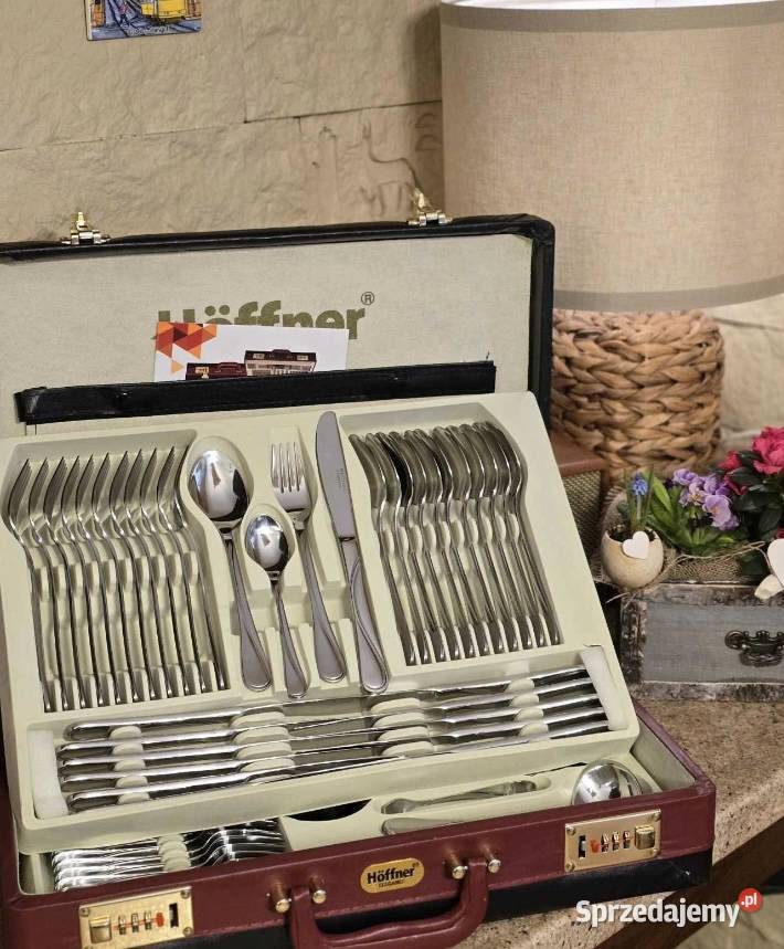 299 Walizka czarno brązowa sztućce Hoffner na 12 Sztućce Zabrze