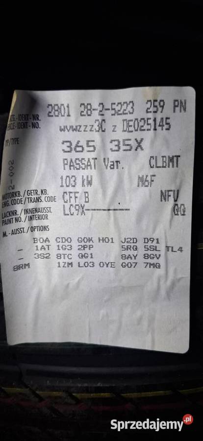 Passat B7 20 TDI 140 CFFB 2012R części silnik Hańsk Pierwszy