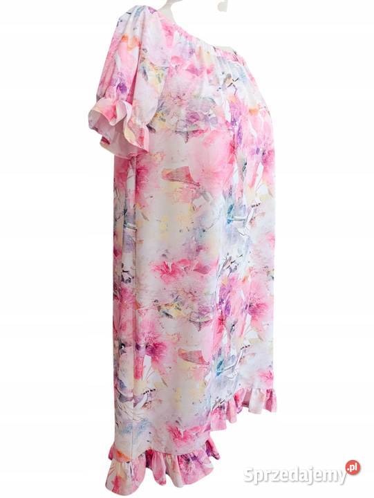 Sukienka hiszpanka ASYMETRYCZNA z falbaną kolorowy