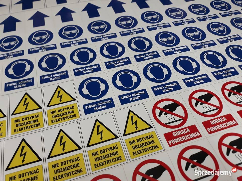 Naklejki na maszyny ostrzegawcze piktogramy Pleszew