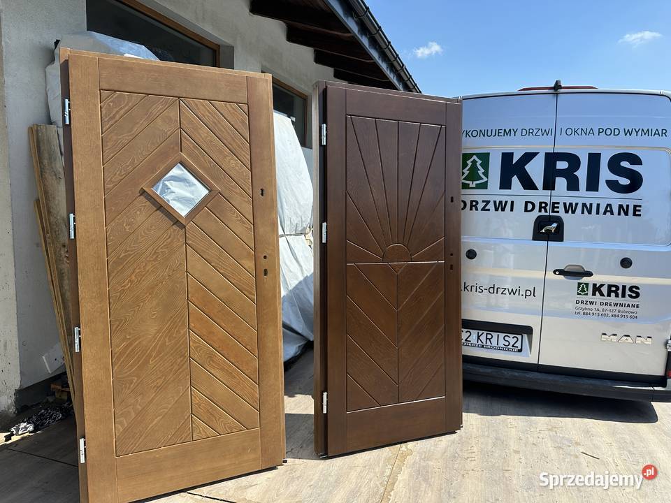 Drzwi zewnętrzne lite drewniane RĘKI GRUBE 75mm