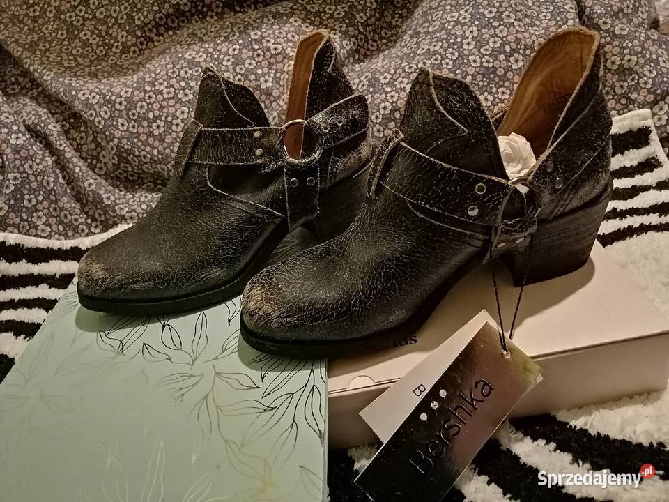 BERSHKA niepowtarzalne botki SKÓRZANE półbuty Leszno