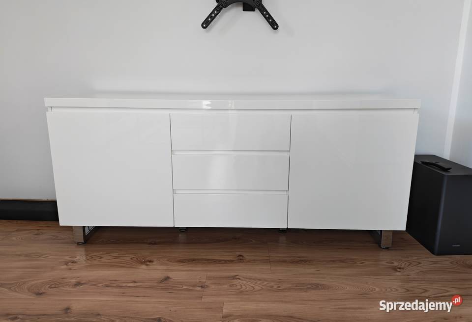 Komoda biała połysk na nóżkach 167x74 74cm Mszana