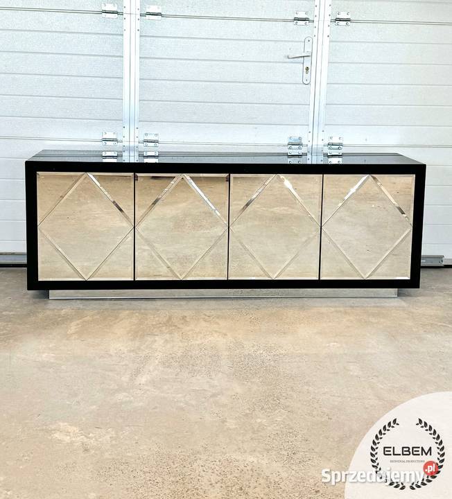 Czarna Komoda Lustrzane romby Glamour mazowieckie Warszawa
