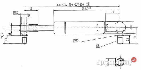 Sprężyna gazowa L600 mm 100N Stabilus CA052531 Kamionna