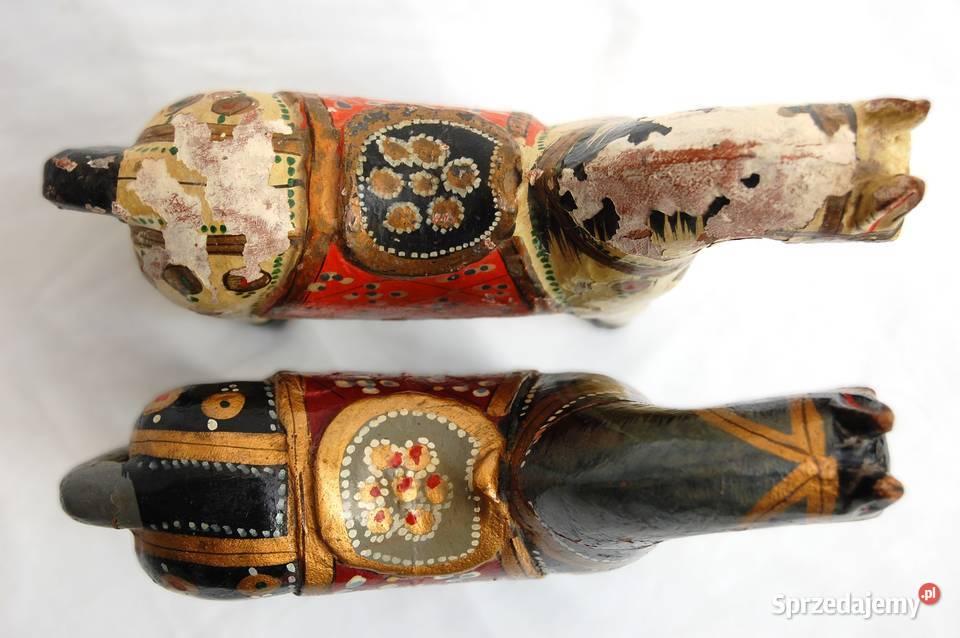 Koń indyjski rzeźba drewniana malowana indyjska