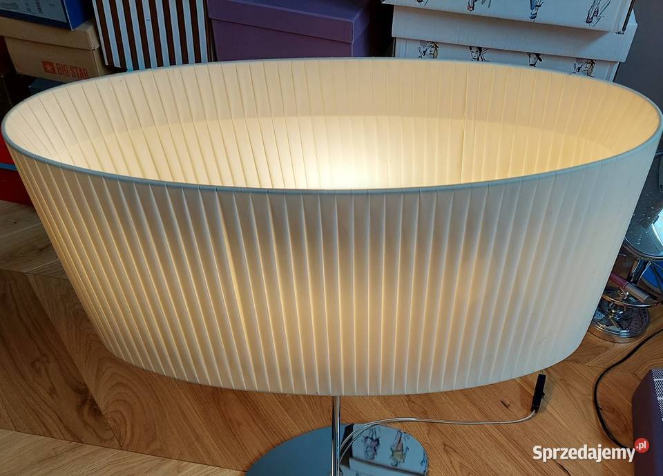 Lampa stołowa klosz w plisy kremowaecru Lampy stołowe i nocne Gdynia