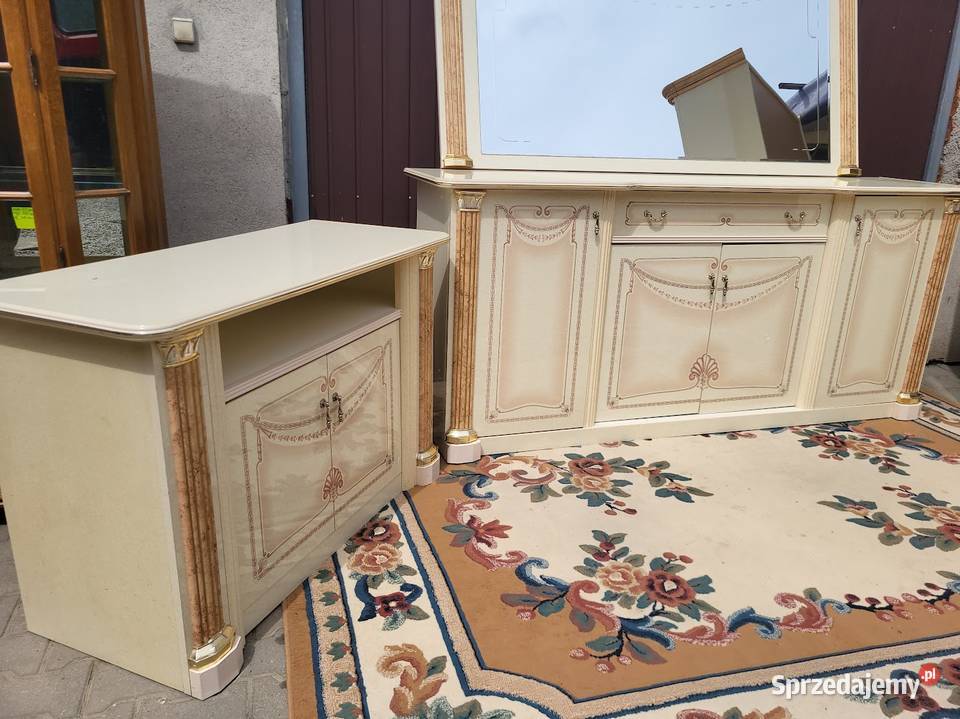 Komplet mebli włoskich komoda witryna lustro 208cm Sypniewo