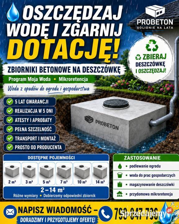 Zbiorniki na Deszczówkę Program MikroRetencja Wrocław sprzedam