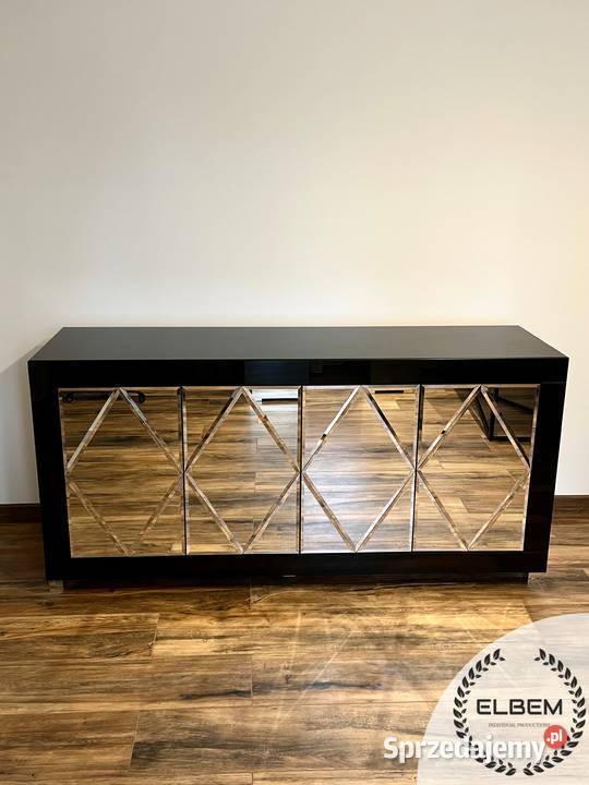 Szklana czarna komoda w stylu Glamour mazowieckie Warszawa
