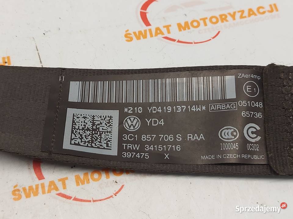 VW PASSAT CC LIFT 15r pas bezpieczeństwa prawy Kielce sprzedam