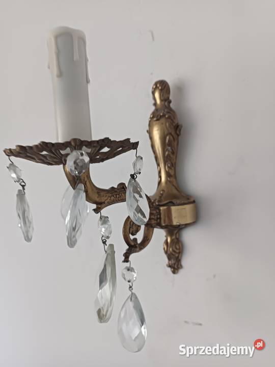 Stare kinkiety z kryształami mosiądz Pozostałe wielkopolskie Budzyń