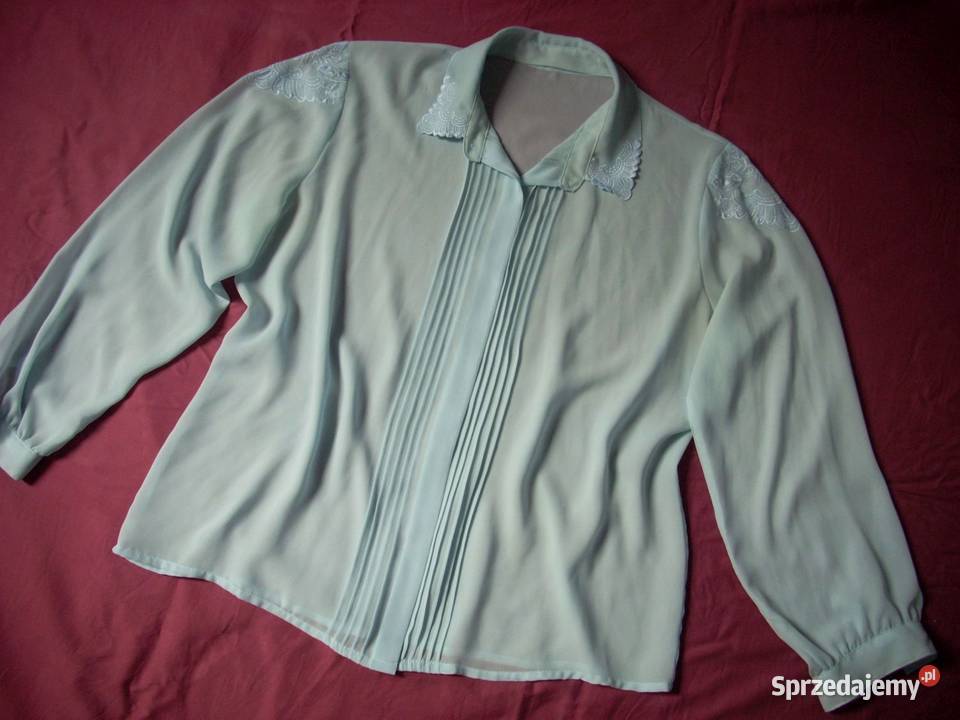 Błękitna Zwiewna Koszula z haftem 44 46 Bluzki i koszule sprzedam
