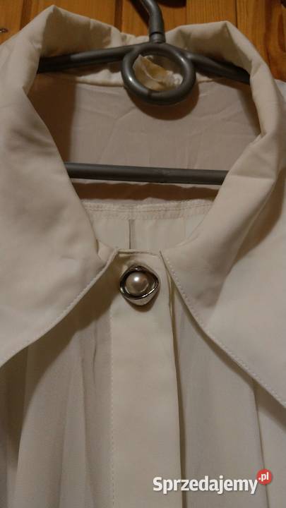 Biała bluzka koszula falbany plisy ukryte guziki długi mazowieckie Warszawa