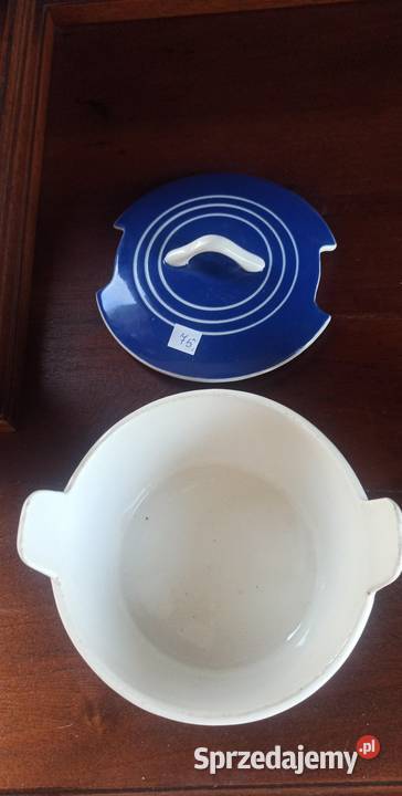 Puzderko pojemnik sygnowany Z pokrywką kobaltowy pomorskie Gdańsk