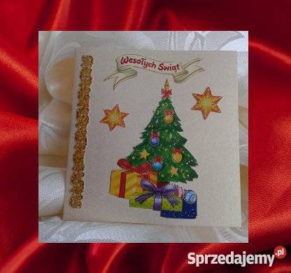 Kartki świąteczne własnoręcznie robione haft Bolesławiec