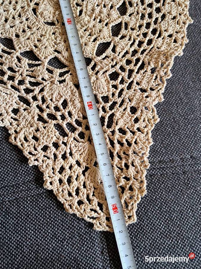 Dwie serwetki vintage ecru robione na szydełku beżowy Łódź