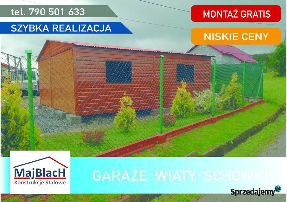 Drewnopodobny Blaszak Blaszany Garaż  Garaże pomorskie Kościerzyna