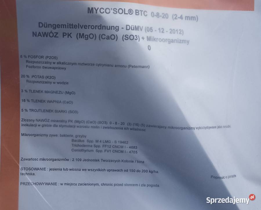 MYCOSOL BTC 0820 24mm BB nawóz pod rzepak sprzedam