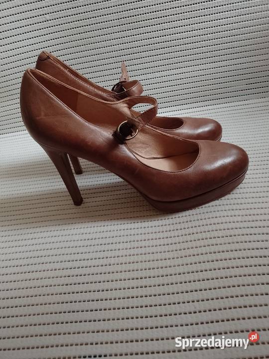 40 Real Leather Brązowe skórzane czółenka Kraków