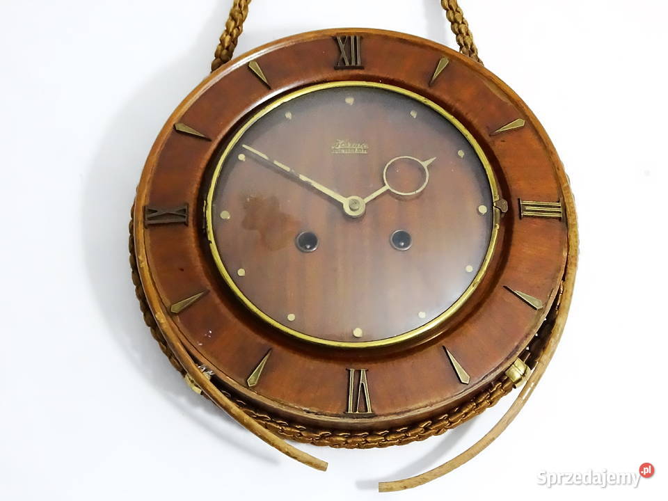 Zegar ścienny vintage z drewnianą tarczą i ścienny Biłgoraj sprzedam