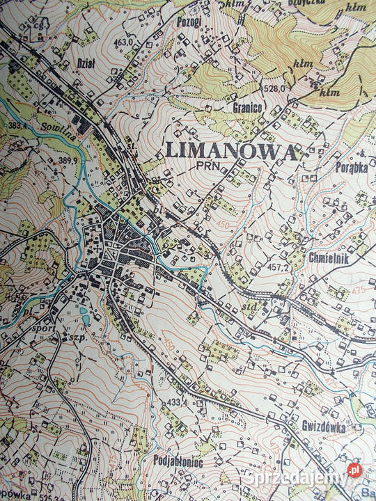 Mapa topograficzna pow limanowski 125 000 6 Limanowa
